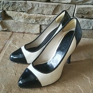 Black and white heels